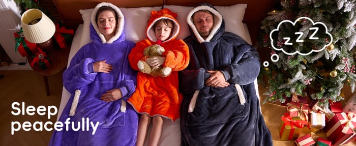 Wearable Blanket Hoodie, Flannel Sherpa Fleece Blanket Sweatshirt for Adults Women Men