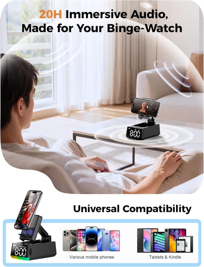 Bluetooth Speaker White Elephant Gifts:Induction Cell Phone Stand HD Sound Gift for Men Women Adults Birthday Christmas Secret Santa