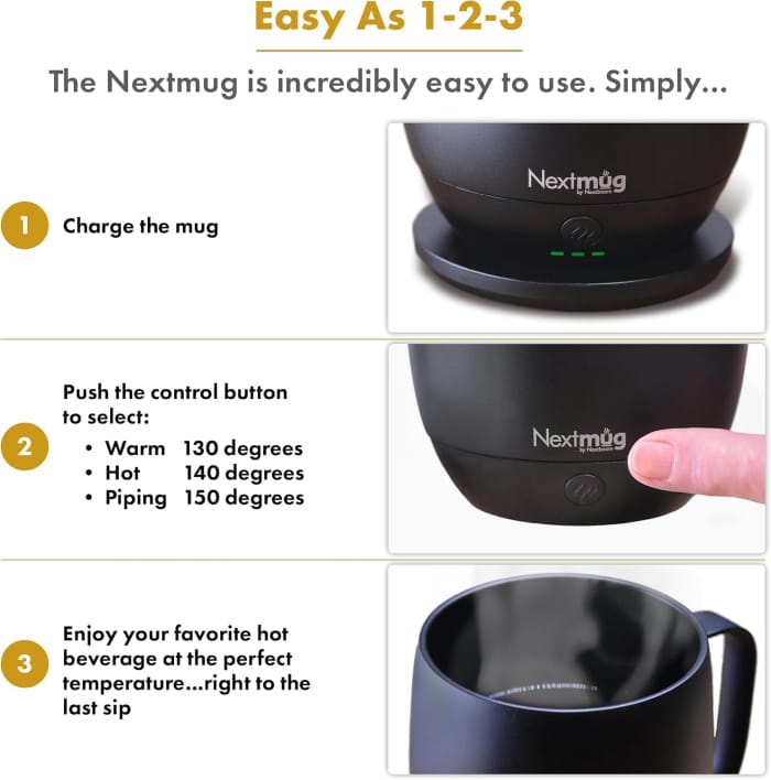 Nextmug - Temperature-Controlled, Self-Heating Coffee Mug
