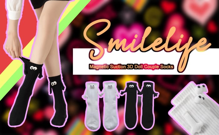 2 Pairs Magnetic Holding Hands Socks - Funny Gifts for Women & Men, Teens, Couples, Friends