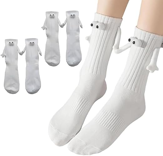 2 Pairs Magnetic Holding Hands Socks - Funny Gifts for Women & Men, Teens, Couples, Friends