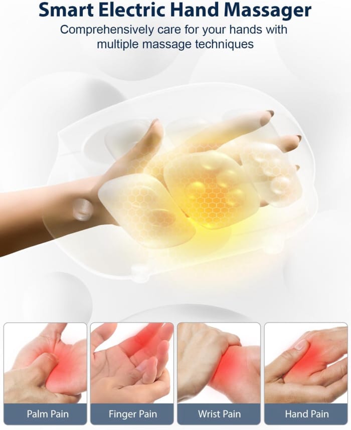 Hand Massager - Cordless Hand Massager with Heat and Compression for Arthritis and Carpal Tunnel