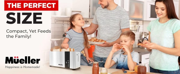 Stainless Steel Toaster 4 Slice, Long Extra-Wide Slots for Bagels and Waffles