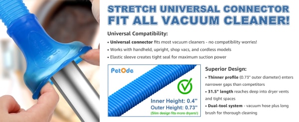 2 Pieces Dryer Vent Cleaner Kit Compatible with Most Vacuum Cleaner